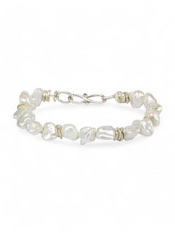 Keshi Pearl Silver Bracelet (White) Bracelet Pruden and Smith