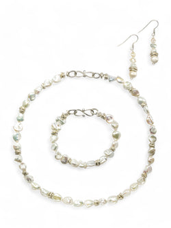 Keshi Pearl Silver Necklace (White) Necklace Pruden and Smith