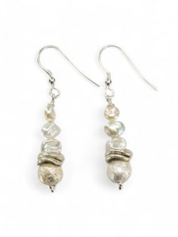 Nugget White Keshi Pearl Drop Earrings Earrings Pruden and Smith