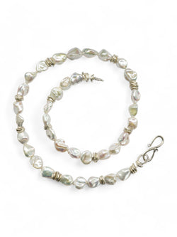 Keshi Pearl Silver Necklace (White) Necklace Pruden and Smith