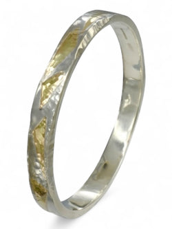 Hammered Solid 9ct Gold and Silver Bangle Bangle Pruden and Smith