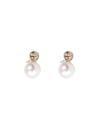 Large Akoya Pearl and Diamond Stud Earrings Earrings Pruden and Smith 9ct White Gold  