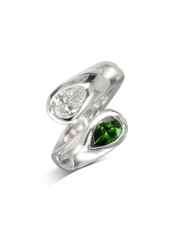 Moi et Toi Tsavorite and Diamond Platinum Ring Ring Pruden and Smith   