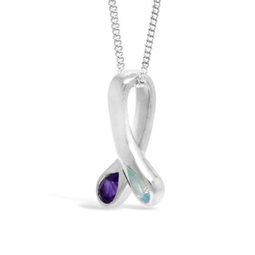 Moi et Toi Blue Topaz and Amethyst Pendant Pendant Pruden and Smith   