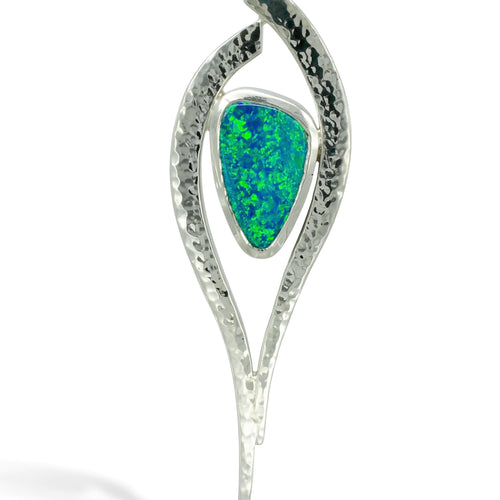 Forged Silver and Opal Pendant Pendant Pruden and Smith   