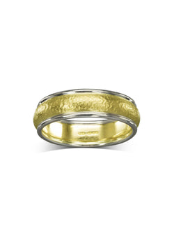 Two Colour Matte Gold Wedding Band Ring Pruden and Smith