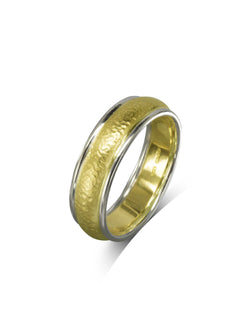 Two Colour Matte Gold Wedding Band Ring Pruden and Smith