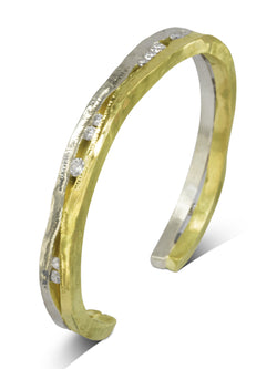 Trap Mixed Gold Large Diamond Bangle Bangle Pruden and Smith