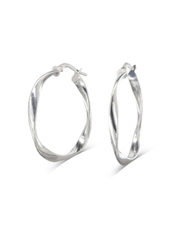 Uneven Twisted Gold Hoop Earrings - White Gold Earrings Pruden and Smith   