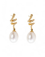 Ribbon Pearl and Diamond Drop Earrings Earrings Pruden and Smith   