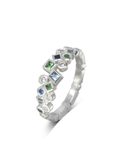 Water Bubbles Rocky Two Row Half Eternity Ring Ring Pruden and Smith