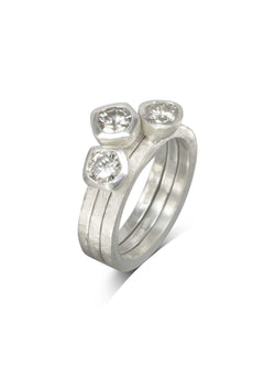 Carved Platinum Diamond Stacking Ring Set Ring Pruden and Smith