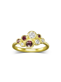 Ruby Diamond Gold Bubbles Cluster Ring (Dainty) Ring Pruden and Smith   