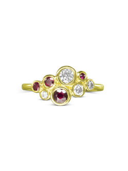 Ruby Diamond Gold Bubbles Cluster Ring (Dainty) Ring Pruden and Smith   