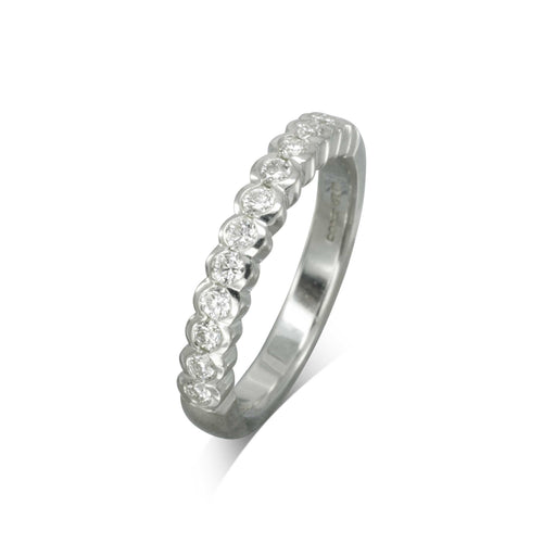 Dainty Scalloped Edge Diamond Half Eternity Ring Ring Pruden and Smith   