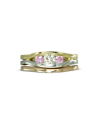 Trap Trilogy Diamond and Pink Sapphire Engagement Ring Set Ring Pruden and Smith   