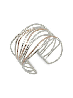 Nine Strand 9ct Rose Gold and Silver Cuff Bangle Bangle Pruden and Smith   