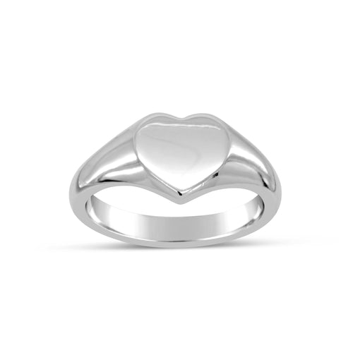 Silver Heart Signet Ring Ring Pruden and Smith   