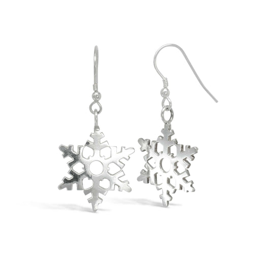 Christmas Snowflake Silver Drop Earrings Pendant Pruden and Smith   