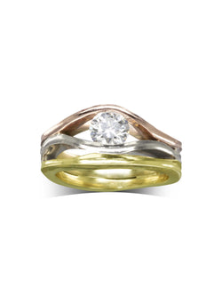 Three Colour Gold Diamond Trap Ring Ring Pruden and Smith   