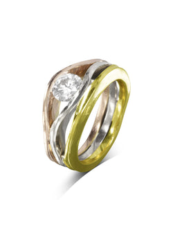 Three Colour Gold Diamond Trap Ring Ring Pruden and Smith   