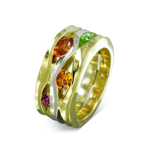 Trap Mixed Metal Multi-Colour Sapphire Ring Ring Pruden and Smith   