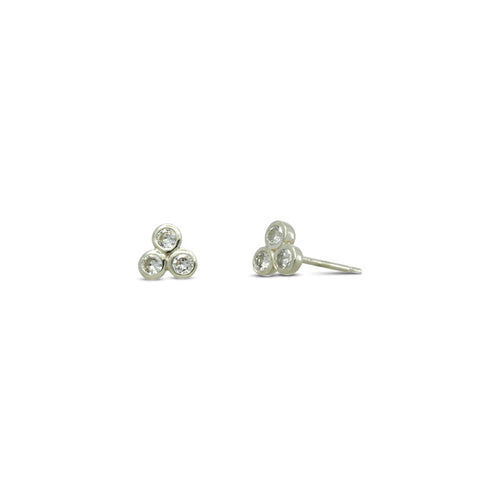 Trefoil 9ct White Gold Diamond Stud Earrings Earrings Pruden and Smith   