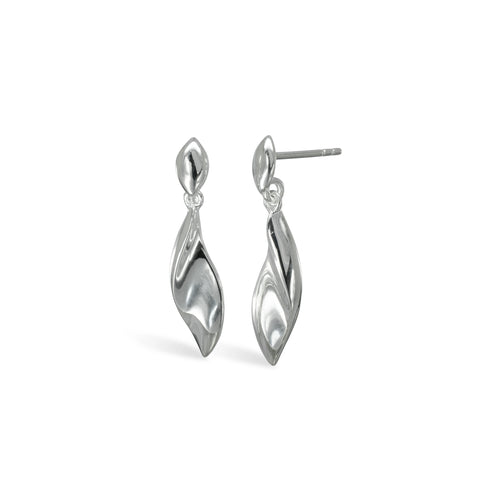 Twist Concave Silver Drop Earrings Earrings Pruden and Smith   