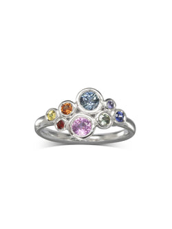 Water Bubbles Multi-Coloured Sapphire Cluster Ring Ring Pruden and Smith