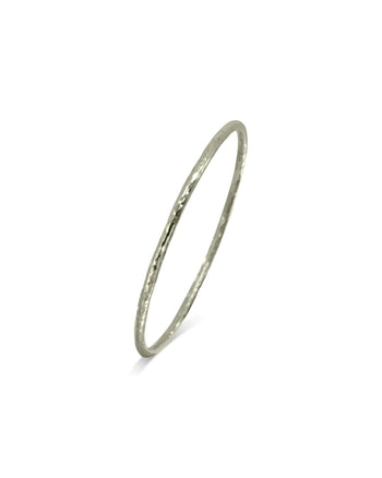 Hammered Solid 9ct Gold Round Bangle Bangle Pruden and Smith Large (68mmID) 9ct White Gold 