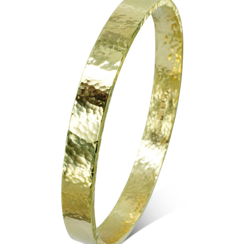 Wide Hammered Gold Bangle Bangle Pruden and Smith   