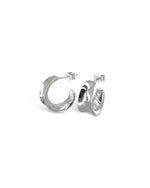 Wide Concave Silver Mini Hoop Earrings Earrings Pruden and Smith   