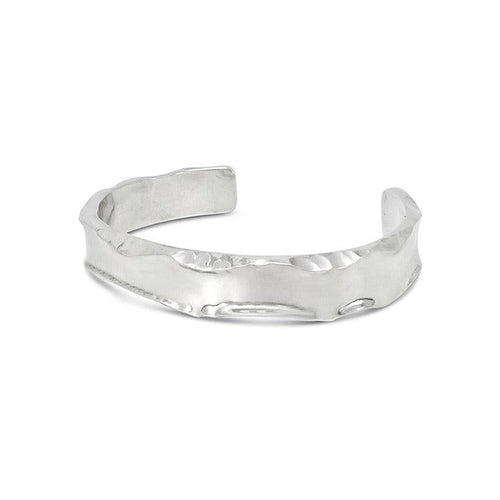 Side Hammered Silver Cuff Bangle (Wide) Bangle Pruden and Smith   