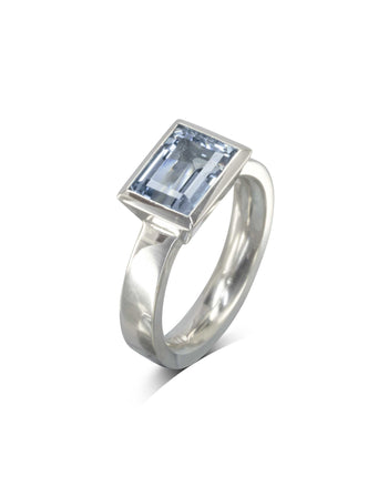 Modern Aquamarine Solitaire Ring Ring Pruden and Smith