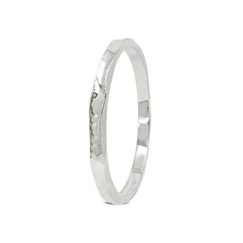 Side Hammered Solid Silver Bangle (6mm) Bangle Pruden and Smith   