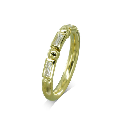 Alternating Baguette and Bead Half Eternity Ring Ring Pruden and Smith   