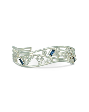 Bespoke Sapphire and Diamond Baguette Cuff Bangle Bangle Pruden and Smith   