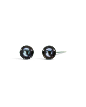 Blue Black Pearl Silver Stud Earrings Earrings Pruden and Smith   