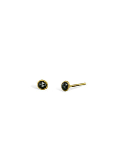 Black Spinel 18ct Gold Stud Earrings Earrings Pruden and Smith   