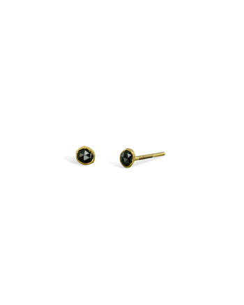 Black Spinel 18ct Gold Stud Earrings Earrings Pruden and Smith   
