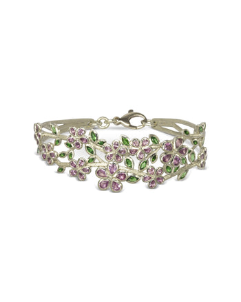 Bespoke Cherry Blossom Bangle with Sapphire Bangle Pruden and Smith   