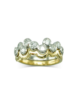 Water Bubbles Diamond Eternity Ring with Yellow Gold Shaped Band Ring Pruden and Smith   