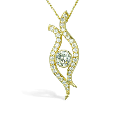 Spiky Yellow Gold Diamond Pendant Pendant Pruden and Smith   