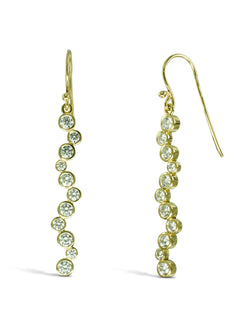 Water Bubbles Diamond Long Gold Drop Earrings Earrings Pruden and Smith   