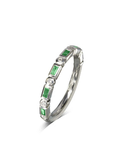 Baguette Cut Gemstone and Diamond Eternity Ring Ring Pruden and Smith