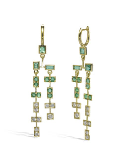 Bespoke Wedding Gold Emerald Mobile Earrings Earrings Pruden and Smith   