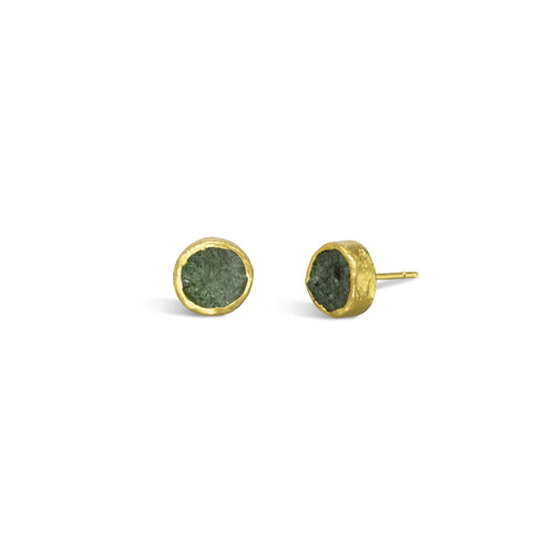 Rough Emerald Stud Earrings - Round Earrings Pruden and Smith   