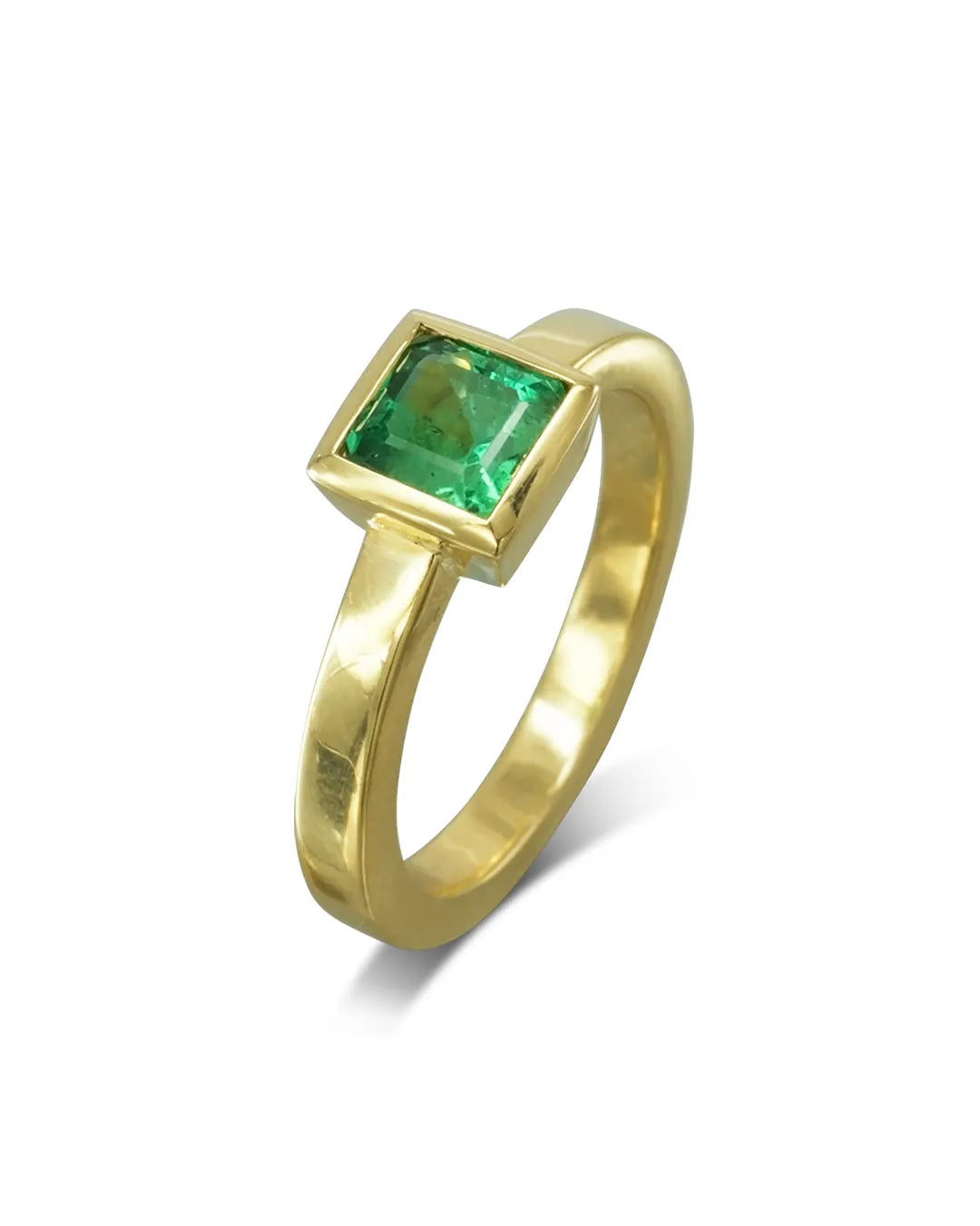 Princess Cut Emerald Yellow Gold Engagement Ring | Pruden and Smith