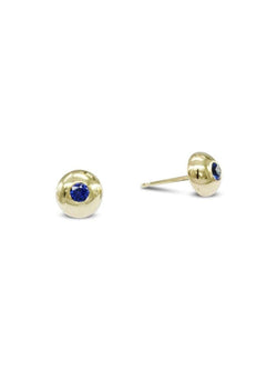 Pebble Yellow Gold Gemstone Stud Earrings Earrings Pruden and Smith Sapphire