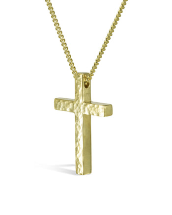 Hammered Solid Gold Cross Pendant Pruden and Smith   